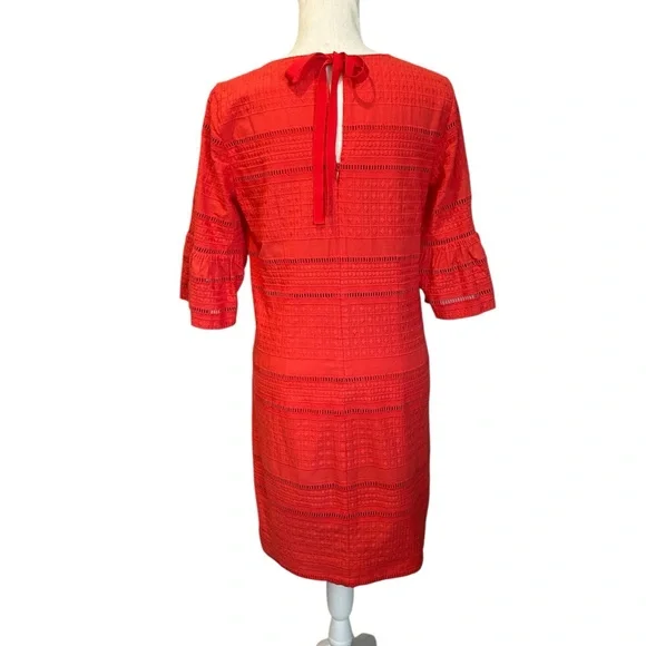 J.Crew Flutter Sleeve Eyelet Shift Dress Orange Red Women’s Size 2 - Picture 4 of 12